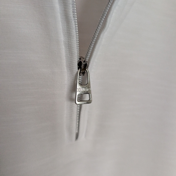 HUGO White Short-Sleeve Zip Polo - Picture 4 of 7